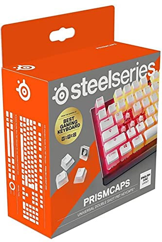 SteelSeries PrismCaps – Double Shot Pudding-style Keycaps – Durable PBT Thermoplastic – Compatible with Most Mechanical Keyboards – MX Stems – White (UK Layout)