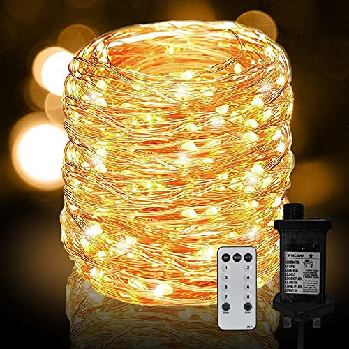 Chipark Plug in Fairy String Lights, 30M 300 LED Copper Wire Lights Mains Powered 8 Mode with Remote Timer Micro Firefly Lights for Bedroom Garden Wedding Party Christamas Decoration(Warm White)