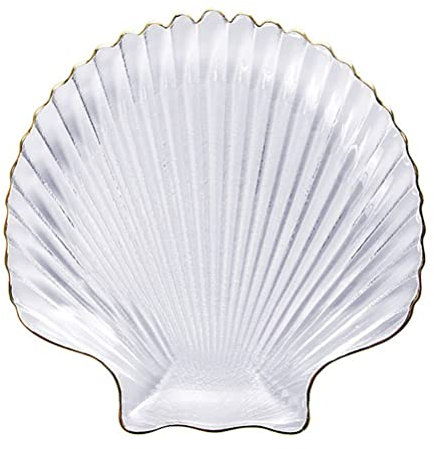 Cabilock 1 Pc Plat En Verre Coquillage Pates Assiettes Plats Blancs Plats De Salade Plateau à Bijoux Assiette Apéritive Support Pour Boucles Doreilles Porte- Bol Nordique Étagère Un Verre