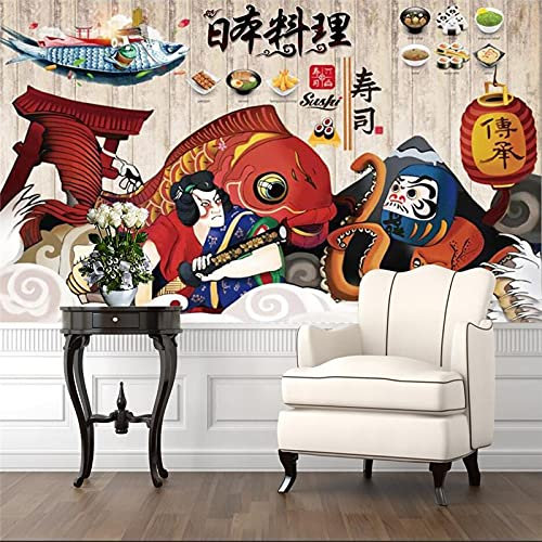 MUMUWUSG Photo Wallpaper Restaurant Japan Cuisine Sushi Non-Woven Wall Art Print Mural Decoration Poster Picture Living Room Bedroom Wall Decor Self-Adhesive Giant Sticker 460X280Cm