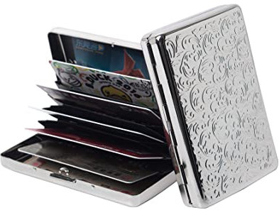 HAPUTDY Étui de Protection en métal RFID pour Cartes de crédit/Voyage (7 Cartes, Argent Clair)