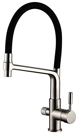 Wasserhahn Küche Ausziehbar Osmose Wasserhahn 3 Wege 3 in 1 Mischbatterie Küche für Wasserfilter 2 Modus 360° Drehbar Küchenarmaturgebürstetes Nickel