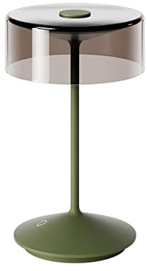 SIGOR Numotion - Dimmbare LED Akku-Tischleuchte Indoor & Outdoor, IP54 spritzwassergeschützt, Höhe 26,5 cm, aufladbar mit Easy Connect, 12 h Leuchtdauer, tannengrün