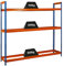 PROREGAL Reifenregal Big Metal Shark No. 6 | HxBxT 200x150x45cm | 3 Ebenen | 18 Reifen | Blau Reifenständer Garagenregal/Orange