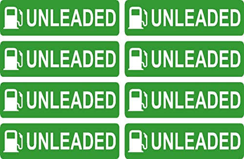 8 x Unleaded Petrol Fuel Reminder Self Adhesive Premium Laminated Vinyl Warning Sign Stickers - 60mm x 25mm - Car - Van - Truck -by Ellis Graphix