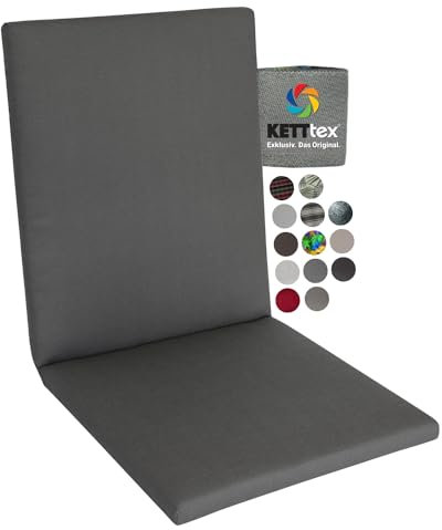 KETTtex Comfort Auflage Mittellehner Anthrazit I Gartenstuhl Polster 106x50x4cm mit 7cm Sitzpolster I KTH2 Sitzauflage weich & strapazierfähig I langlebige Stuhlauflage pflegeleicht I Dessin 8867