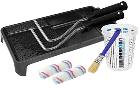 POLYESTERSHOPPEN.NL 2K-Epoxy- Grundierung- Hilfsausrüstungsset für 2K- Grundierungen- Lackierset-Set mit einer Walze- Bürste-Mischbecher-Tablett-8-teiliges Premium-Set