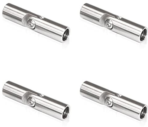 PRIOstahl Gelenkverbinder Stabverbinder flexibler Verbinder mit Gelenk Füllstab Traversenhalter - 4 x Verbinder Stellbar 12 mm aus Edelstahl V2A für Stab Rundstab Treppengeländer Geländerbau