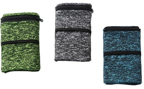Handgelenk Beutel, Sport Handgelenktasche mit Reißverschluss, für Laufen, Joggen, Spazieren, Gassi gehen, Fahrrad und Yoga etc (L,Green+Grey+Ocean Blue)
