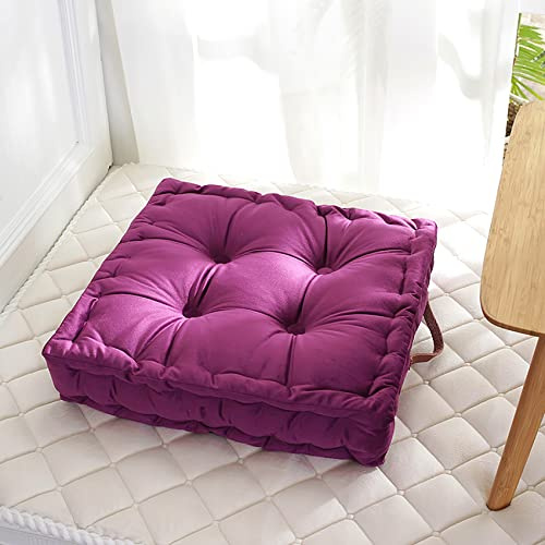 XRuixiEr Samt Bodenkissen Dickes Mit Griff,Quadrat Verdicken Sitzauflage Bodenkissen Dickes Tatami Meditation Bodenkissen Holländischer Samt Stuhlkissen Für Schlafzimmer-Lila 16.5 x 16.5 x 3.9 Zoll