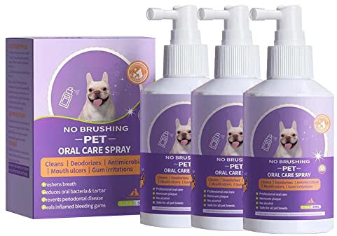 Pet Clean Zahnspray Neu Petclean Zahnreinigungsspray für Hunde und Katzen 3 STÜCK Pet Clean Kein Bürsten Mundpflegespray für Haustiere Petclean Mundspray 50 ml Lederhalsband (Purple 3 STK, One Size)