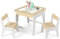 DREAMADE Kindertisch mit 2 Stühlen, Kinder Tisch Stuhl Set mit doppelseitiger Tischplatte & Stauraum, 3tlg. Kindersitzgruppe für Kinder ab 3 Jahren für Kinderzimmer Kindergärten (Natur+Weiß)
