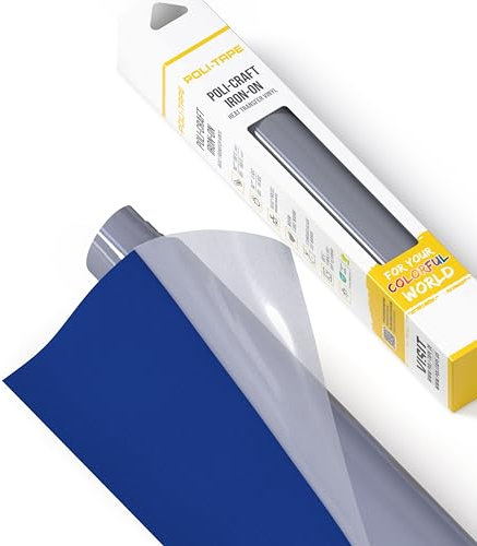 POLI-TAPE TUBITHERM® FLOCK Transferfolie mit samtartiger Oberfläche für Textilien – Flockfolie zum Aufbügeln, Plotterfolie für DIY Shirts, Blau, 30,5 cm x 61 cm