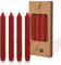 COMFORDER Stabkerzen Set, 4x Tafelkerzen einfarbig + gerippt, 20cm, 7 Stunden Brenndauer (Rot)