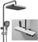 BEITH Sistema de Ducha Termostático, Moderno Lujoso 6 Funciones Columna de Ducha con Masaje Corporal, Lluvia, Cascada Cuadrado Set De Ducha con Grifo, Teclas del Piano, Pantalla Digital, Altura Fija