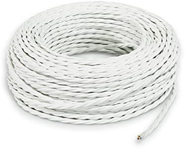 LaMorell LightDesign - Cable eléctrico trenzado/trenzado recubierto de tela. Color blanco. Sección 2x1.50 (20 Metri)