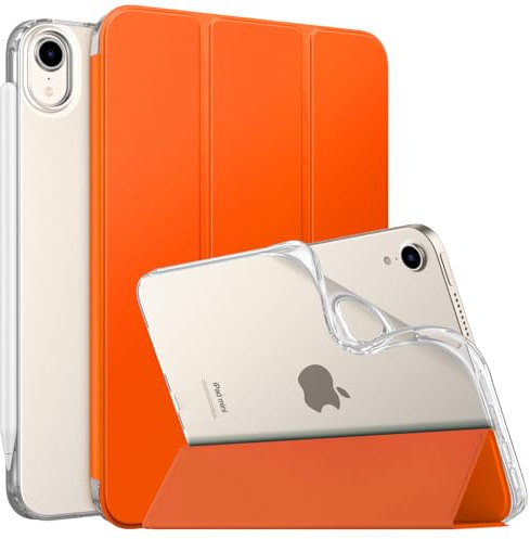 MoKo Hülle Kompatibel mit Neues iPad Mini (A17 Pro) 2024, iPad Mini 6.Generation Tasche 2021 (8,3-Zoll), Weiches TPU Transluzent Rückendeckel Schlankes Etui für iPad Mini 7/6 Gen, Orange