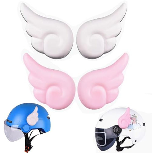KSUKTSW 4 Stück Motorradhelm Dekorative Ohren Engelsflügel Eckdekoration Weiche Saugnapfpaste Typ Motorradhelm Umbauzubehör Helm-Dekoration