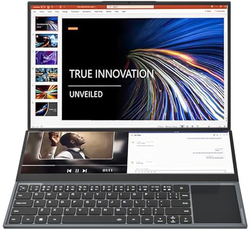 Gaming Laptop Windows 11, 16 IPS + 14 Inch Touch Intel i9-10885H Dual Screen Slim Notebook PC Computer, 32GB RAM 512GB SSD