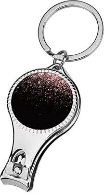 Cortaúñas de metal con partículas de oro rosa, cortaúñas portátil con lima de uñas