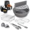 9 Pcs Premium Ninja Air Fryer Accessories, Collapsible Round Silicone Air Fryer Liner, Design to fit AF100UK, AF160UK, Ninja 15 in 1 Multicooker, 3.8L & Above Round Air Fryers, 2.6mm Thickness (Grey)