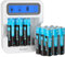 Kratax 12-Pack AA Rechargeable Batteries with LCD Charger, 3500 mWh High Capacity 1.5V Lithium AA Battery, Max 3A Current,1600 Long Cycles - Home&Office Use|Blink Camera|VR/Xbox GamingPad|RC Car,etc.