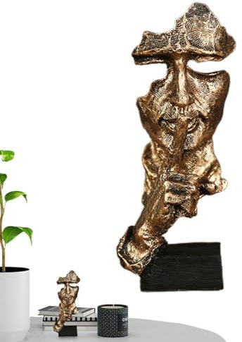 Streysisl Stille ist goldene Statue, Statue des stillen Mannes | Abstrakte Kunst-Denker-Desktop-Harzskulpturen - Kreative Silent Men Face Figur, Home Decor Wohnzimmer