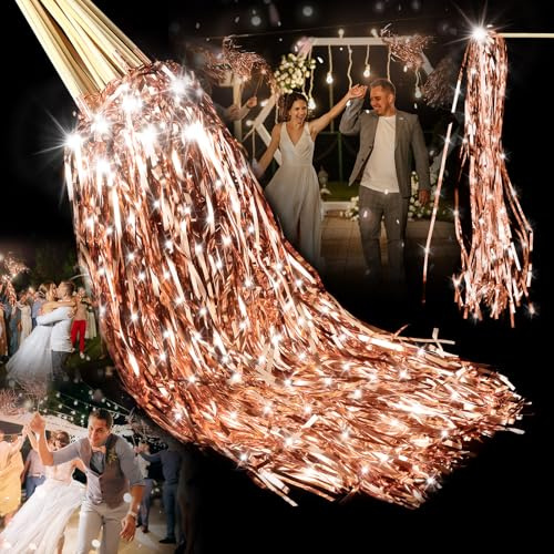 Simgoing Lot de 24 baguettes lumineuses pour mariage Doré rose | Baguettes lumineuses à LED pour mariage, envoi et sortie d'anniversaire