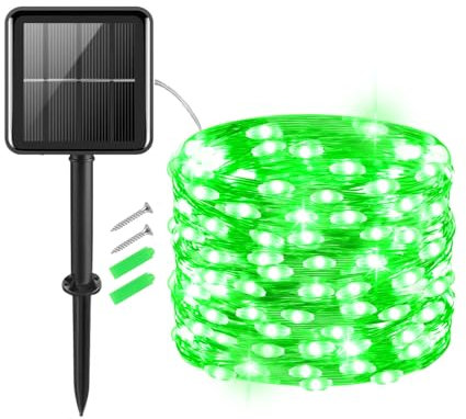 Gcstnn Solar Lights Outdoor Garden, 5M 50 LED Solar Garden Fairy Lights Copper Wire 8 Modes Waterproof String Lights for Yard,Christmas Tree,Bedroom,Gate Indoor/Outside Decorations Green