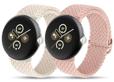 SimpleThings Geflochtene Armbänder für Google Pixel Watch 2/3(41mm)/1 Armband, Verstellbare Atmungsaktive Sportschlaufe Nylon für Pixel Watch Armband Herren Damen