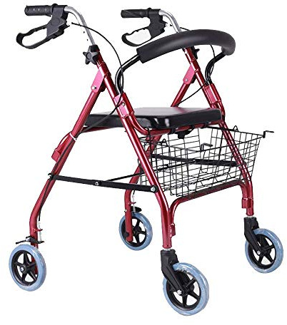 Zusammenklappbarer Gehwagen mit Rollator, Level 3, Armlehne, höhenverstellbar, leicht, für Senioren, mit 6-Zoll-Rädern und Handbremse