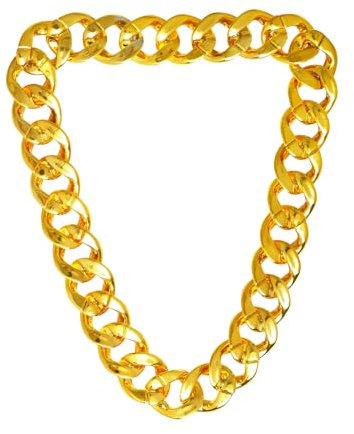 Werownsgso Herren Goldkette,Breit Link Chain,Gefälschte Halskette aus Kunststoff,Hip Hop Kette Halskette für Cosplay Halloween Fasching Karneval Thema Party