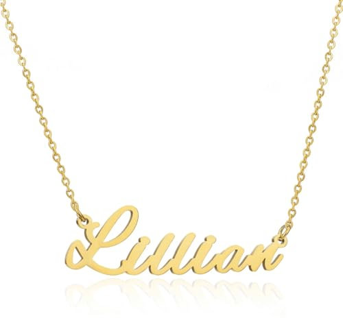 Zotair Name Necklaces made from tarnish free stainless steel (Lillian (Gold))