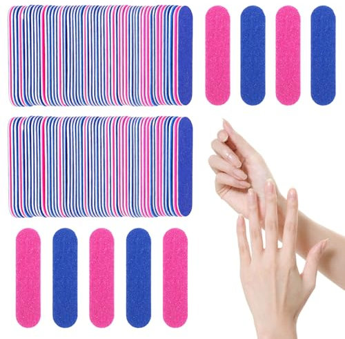 HonGien100Stück Mini Nagelfeilen 180/240 Grit Doppelseitige Professionelle Care Nagelfeilen Profi Nagel Feilen Gerade Körnung für Maniküre Shop Nagelstudio Zuhause Nagelpflege
