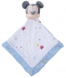 cavernedesjouets Topolino - Grande Doudou piatto Lange bianco e Leu 40 x 40 cm, peluche bambino e neonato con carta tigre - nascita