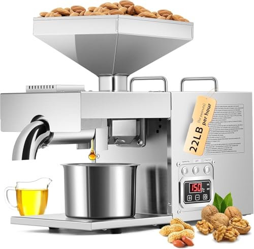 CGOLDENWALL 1000W LED Ölpresse Maschine Ölabzieher Expeller mit intelligentem Temperaturregler/Industriemotor/komplett Edelstahl (3000W)