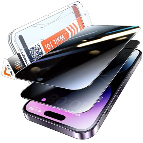 LK Sichtschutz für kompatibel iPhone 14 Pro für Panzerglas Sichtschutzfolie, Staubfrei [Full Screen] Auto-Installation Schutzglas [9H TOP Härte] Stoßfest Kratzfest Anti-Bläschen, 2 Stück