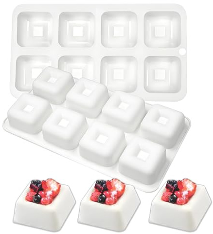 Chocolate Square Silicone Molds for Baking, Savarin Pan Mousse Cupcake 2 Packs with 16-Cavity 1.7 x 1.7 x 0.9 for Mini Cheesecakes Candy Desserts