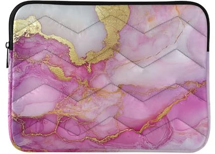 Marble Hot Pink White Laptop Sleeve Case 15-16 Inch Stylish Laptop Sleeves for Work Journey