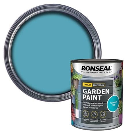 AOC24 Garden Fence Paint 750ml – Multi-Surface Exterior Paint for Wood, Brick, Metal, Stone & Terracotta – Waterproof, Resists Fading, Matt Finish for Sheds, Fences, Garden Furniture Summer Sky