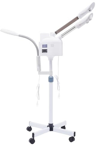 Donened - Vapore viso 3 in 1, sauna facciale a vapore pulitore pori con luci a LED, touch screen intelligente e ugello caldo e freddo, altezza e angolo regolabili, per spa, salone e casa