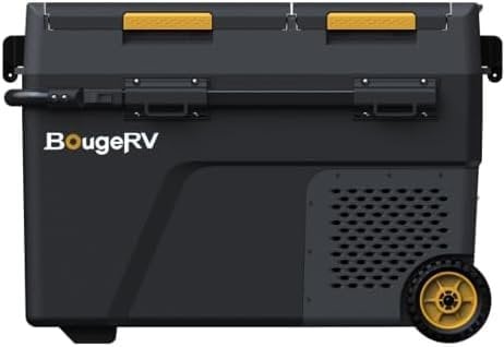 BougeRV CRD2 49L Car Fridge Dual Zone 12V Compressor Fridge Freezer Portable Car Refrigerator with Wheels 12/24V Electric Cool Box APP Control for Camping Trip Outdoor Travel Campervan, Down to -20℃