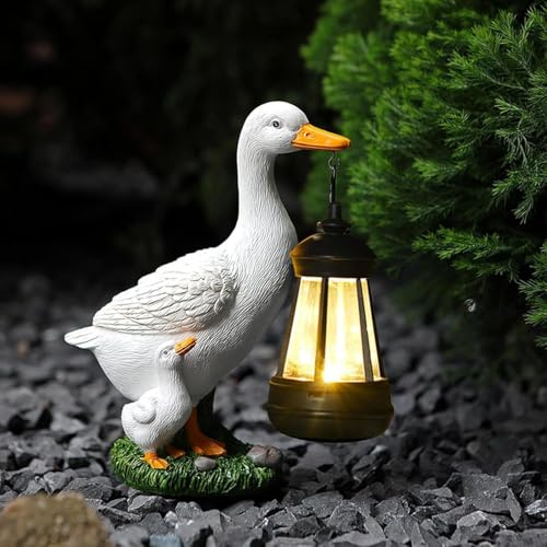 DAJASD Solar Figuren für Außen, Wasserdicht Gartenfiguren Groß mit Solar Laterne, Harz LED Solar Gartendeko für Draußen, Solarleuchten Figuren für Innenhof/Balkon/Terrasse/Rasen Layout