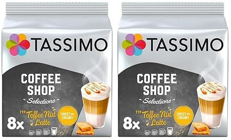 Tassimo Coffee Shop Selections Toffee Nut Latte Coffee Pods x8 (Pack of 2, Total 16 Pods)