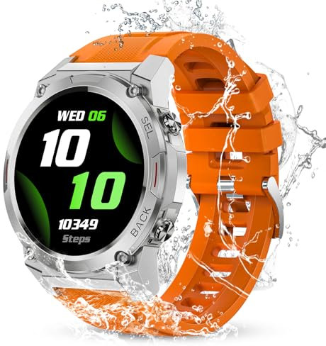 OUKITEL Smart Watch for men, 1.43-inch HD Touchscreen Smartwatch, 400mAh, 24-Hour Blood Pressure/Pulse/Sleep/Pedometer for Android iOS Fitness Watches, IP68 Waterproof, 100+ Sports Features