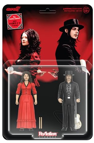 Super7 White Stripe Get Behind Me Satan Reaction Figure - (2 Pack) 9.5 cm White Stripe Action Figure with Accessories - Indy Rock Collection and Retro Toys