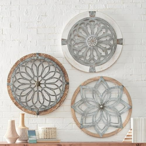 Homorro 3 Stück Wanddeko Boho Deko Metall Wandbilder Fur Wohnzimmer Balkon Schlafzimmer Wandbilder Büro Flur Outdoor Küchen Modern Wall Decor Vintage Landhaus Dekoration Mit Holzrahmen