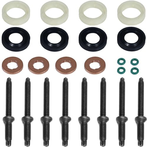 Kit Joint Injecteur 1.6 hdi, 16 x Joint Injecteur 1.6 HDI et 8 Vis, Kit de Joints Toriques d'Injecteur Diesel Compatible avec Citroen, Peugeot 198185 198299 1982A0