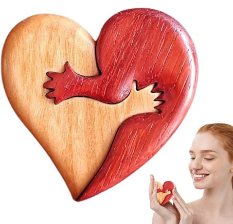 Holzpuzzle Herz - Deko-Skulptur Herzform Set Kleine Umarmungsmarken Puzzle Handschmeichler Ornament Schreibtisch Romantische Tischdekoration