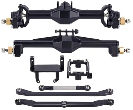 JYYTERD RC Car Achse Für TRX4M 1/18 RC Crawler Car Upgrade-Teile CNC-Portalachsen-Set Mit Lay-Down-Servohalterung Und Links(Black)